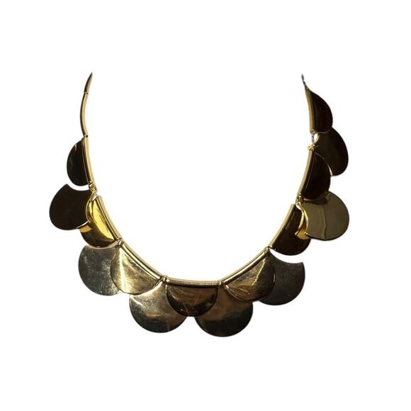 Kate Spade Gold Scallop Statement Necklace Collar Chunky Bib Modern Retired - Picture 1 of 8